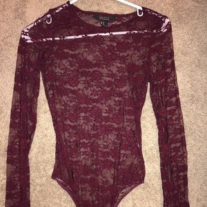 Maroon lace body suit